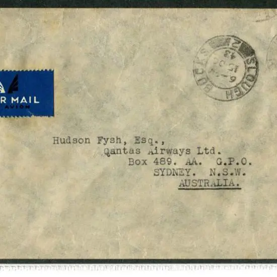 1943 (15th Oct) England to Australia incoming ...