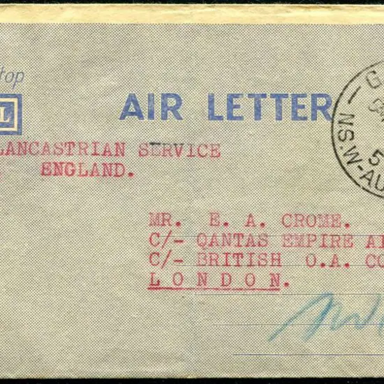 1945 (2nd June) Australia to England 7d Airletter ...