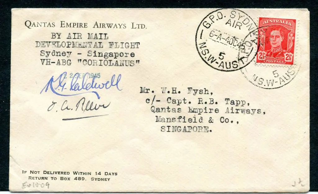 1945 (4th Oct) Australia to Singapore Qantas ... Image 1++