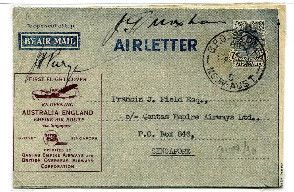 1946 (7th Apr) Sydney to Singapore Qantas ... Image 1++