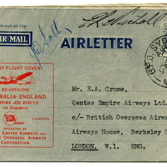1946 (9th Apr) Australia to England re-opening of ...