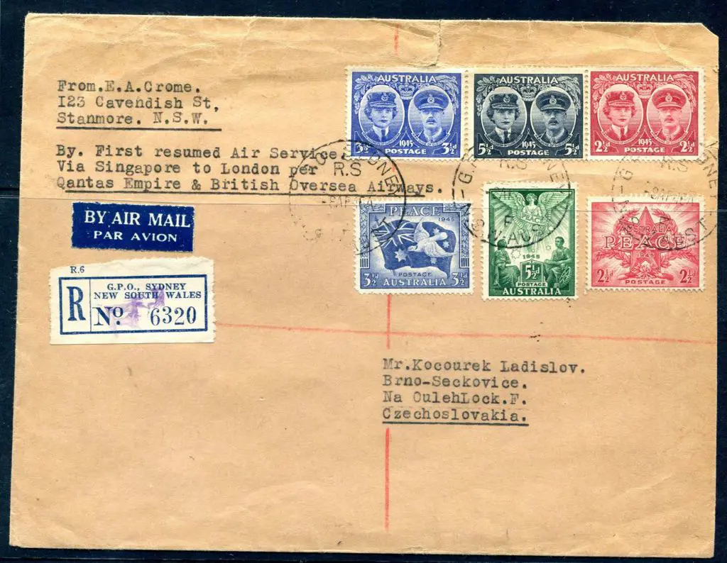 1946 (9th Apr) Sydney to London via Singapore ... Image 1++