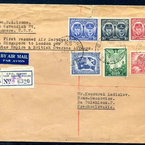 1946 (9th Apr) Sydney to London via Singapore ...