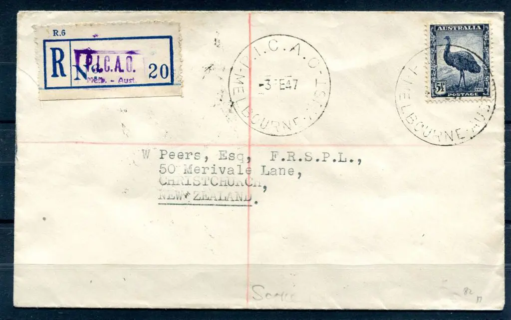 1947 (3rd Feb) "PICAO Melb-Aust" provisional h/s ... Image 1++
