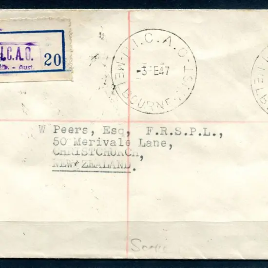 1947 (3rd Feb) "PICAO Melb-Aust" provisional h/s ...