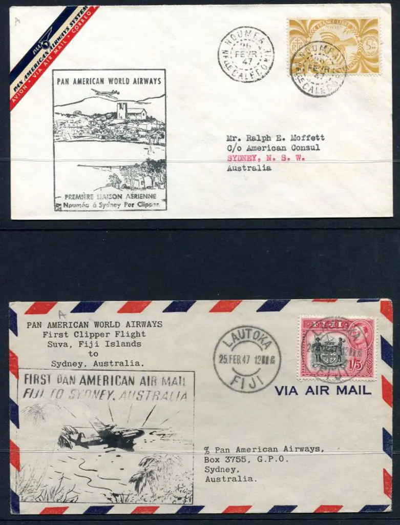 1947 (21st Feb) Noumea to Sydney & Lautoka to ... Image 1++