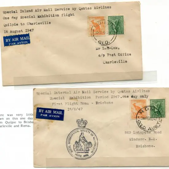 1947 (16th Aug) ditto without the Brisbane return ...