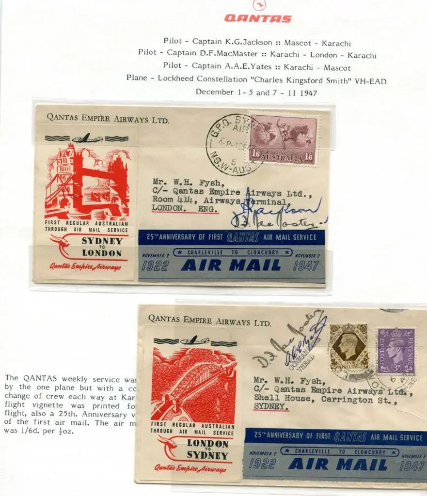 1947 (1st Dec) Sydney to London & another cover ... Image 1++
