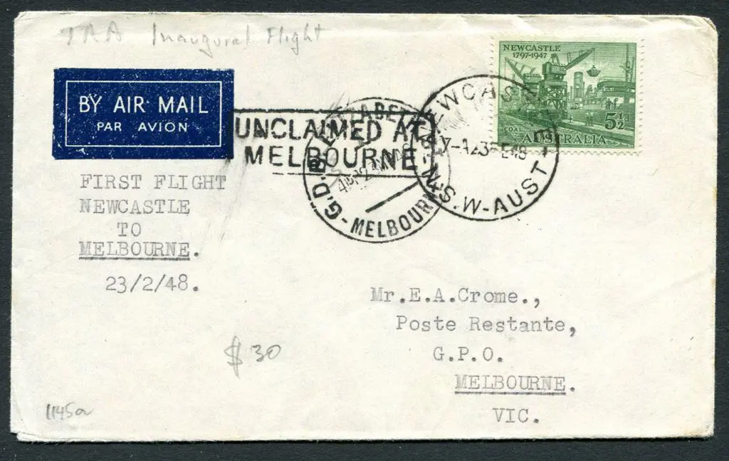 1948 (20th Feb) Newcastle to Sydney by TAA & ... Image 1++