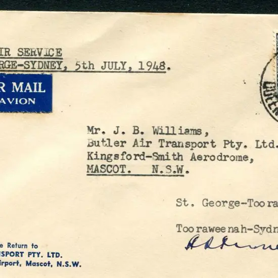 1948 (12th July) St George to Sydney intermediate ...