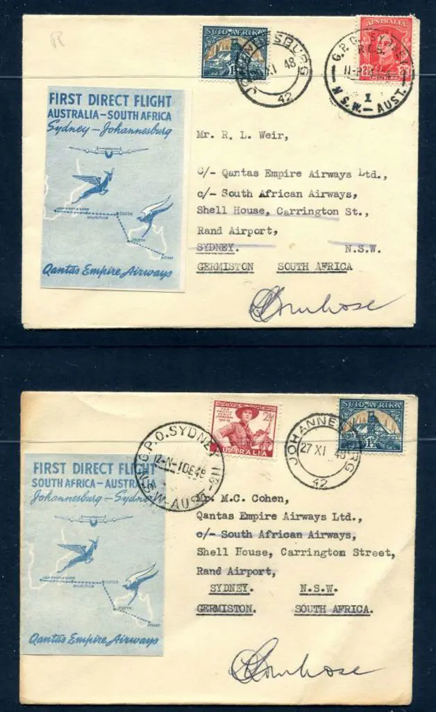 1948 (14th Nov) Australia to South Africa & return ... Image 1++