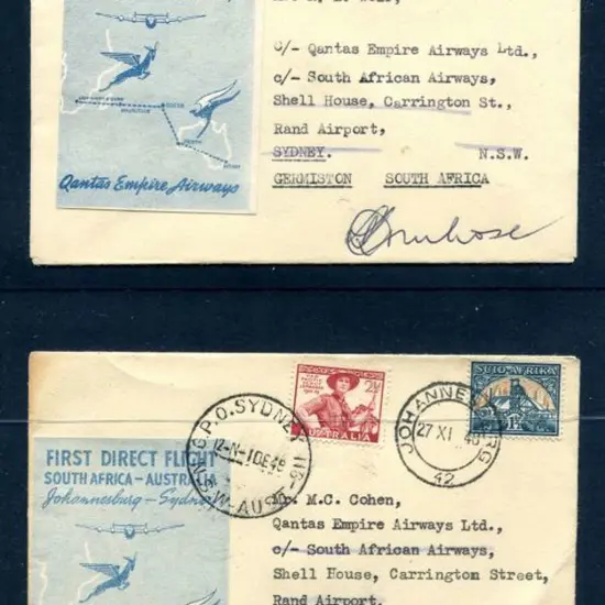 1948 (14th Nov) Australia to South Africa & return ...