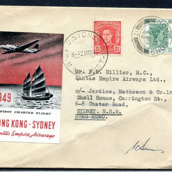 1949 (15th March) Hong Kong to Australia return ...