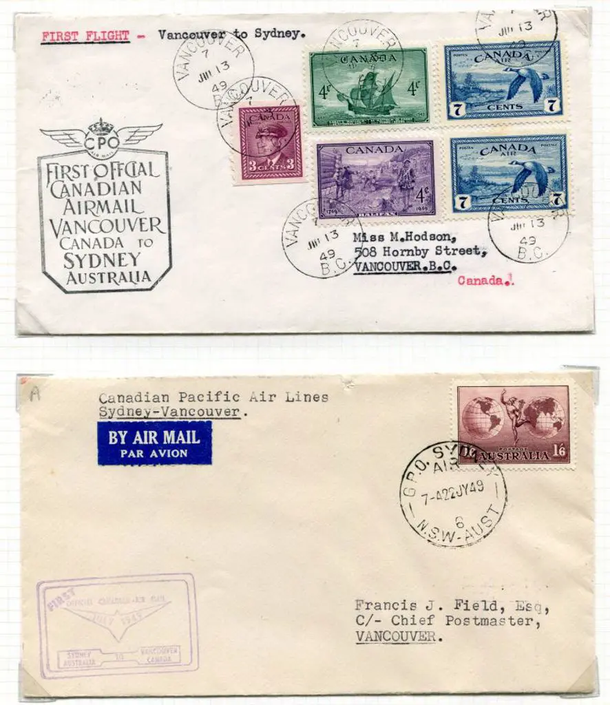 1949 (13th July) Canada to Australia & return by ... Image 1++
