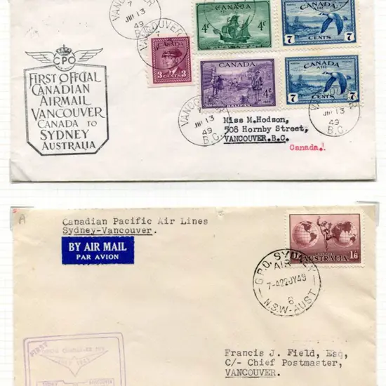 1949 (13th July) Canada to Australia & return by ...