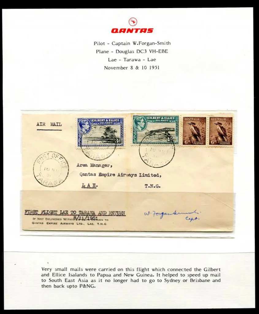1951 (8th Nov) Lae to Tarawa & return with 6d ... Image 1++