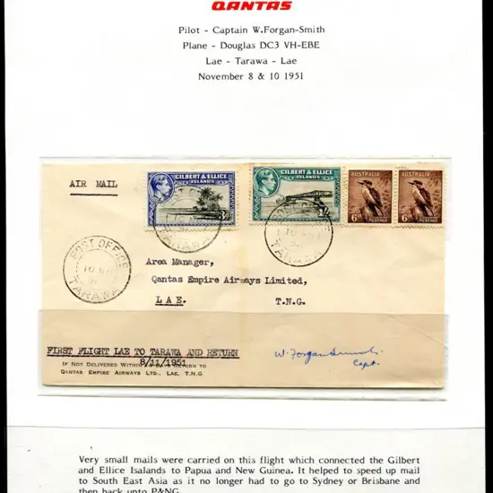 1951 (8th Nov) Lae to Tarawa & return with 6d ...