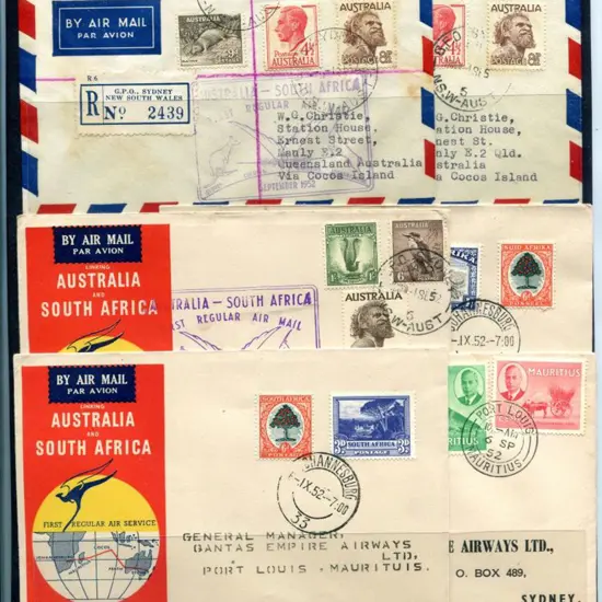 1952 (1st Sept) Australia to South Africa Qantas ...