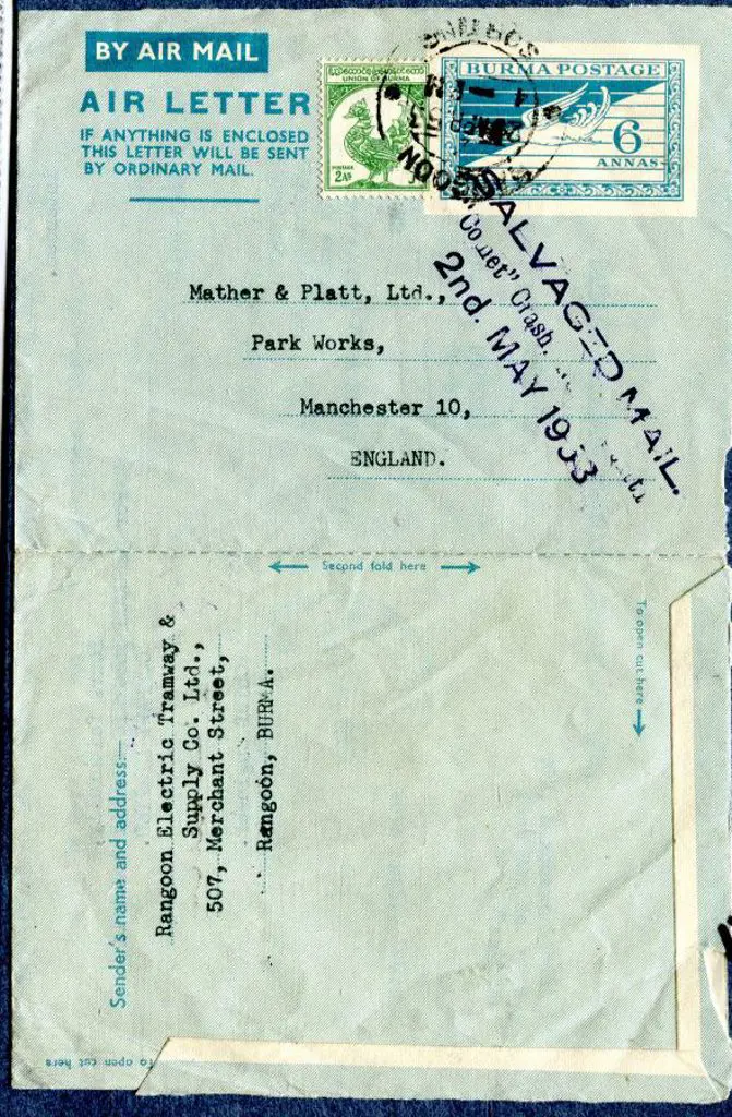 1953 (2nd May) As above but a Burma 6a aerogramme ... Image 1++