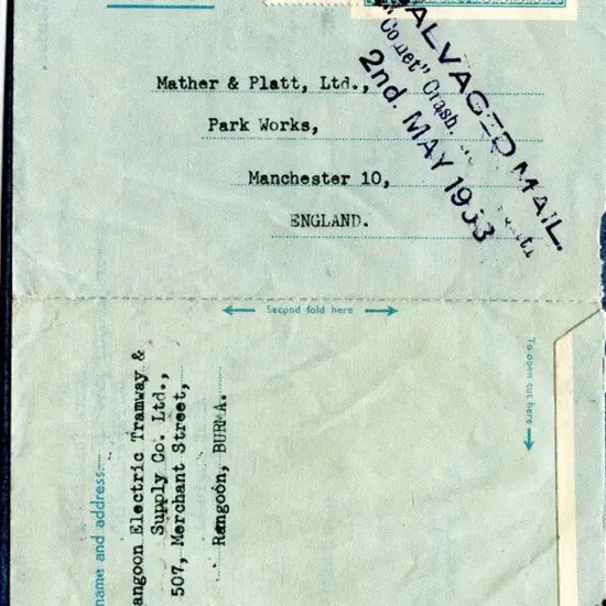 1953 (2nd May) As above but a Burma 6a aerogramme ...