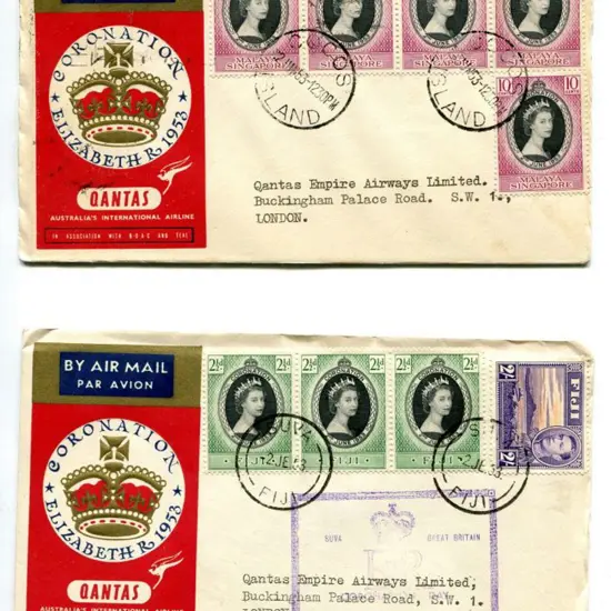 1953 (2nd June) QEII Coronation Qantas set of 24 ...