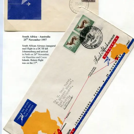 1957 (25th Nov) South Africa to Australia & return ...