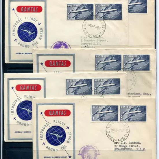 1958 (14th Jan) Qantas Inaugural Round The World ...
