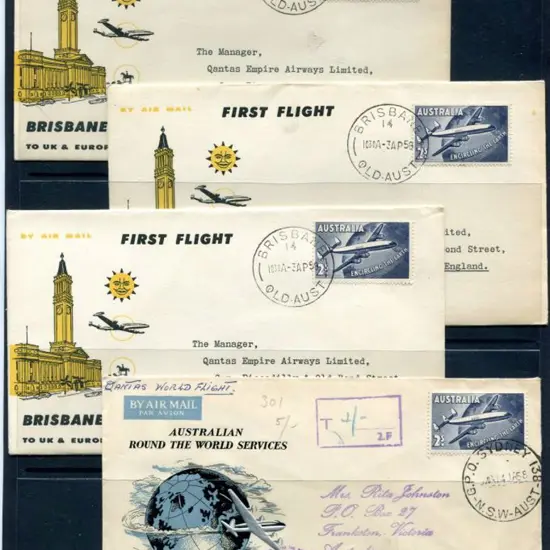 1958 (14th Jan) Qantas First Round the World Super ...