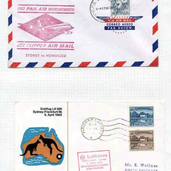 1959 (17th Dec) Sydney to Honolulu by Pan Am, 1965 ...