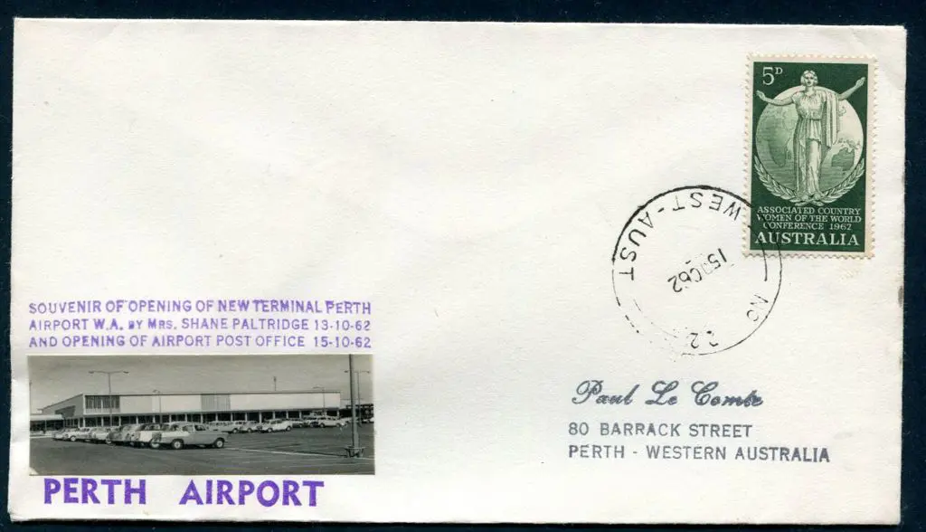 1962 (15th Oct) Perth Airport souvenir cover for ... Image 1++