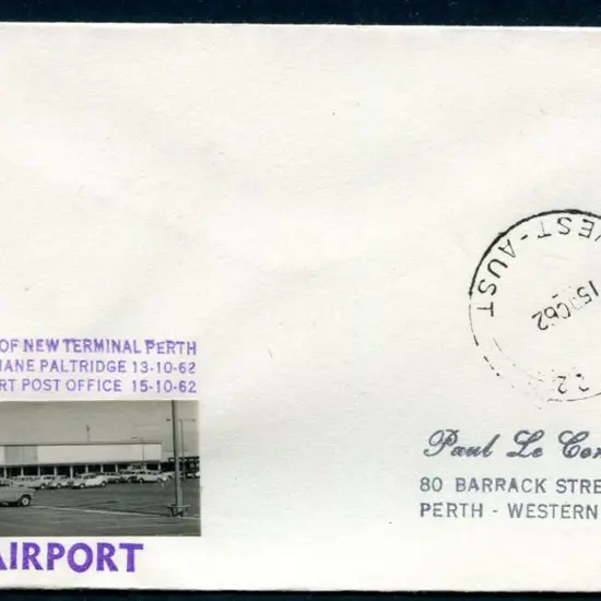 1962 (15th Oct) Perth Airport souvenir cover for ...