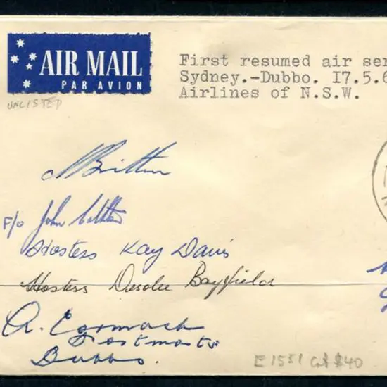 1965 (17th May) Sydney to Dubbo first resumed air ...