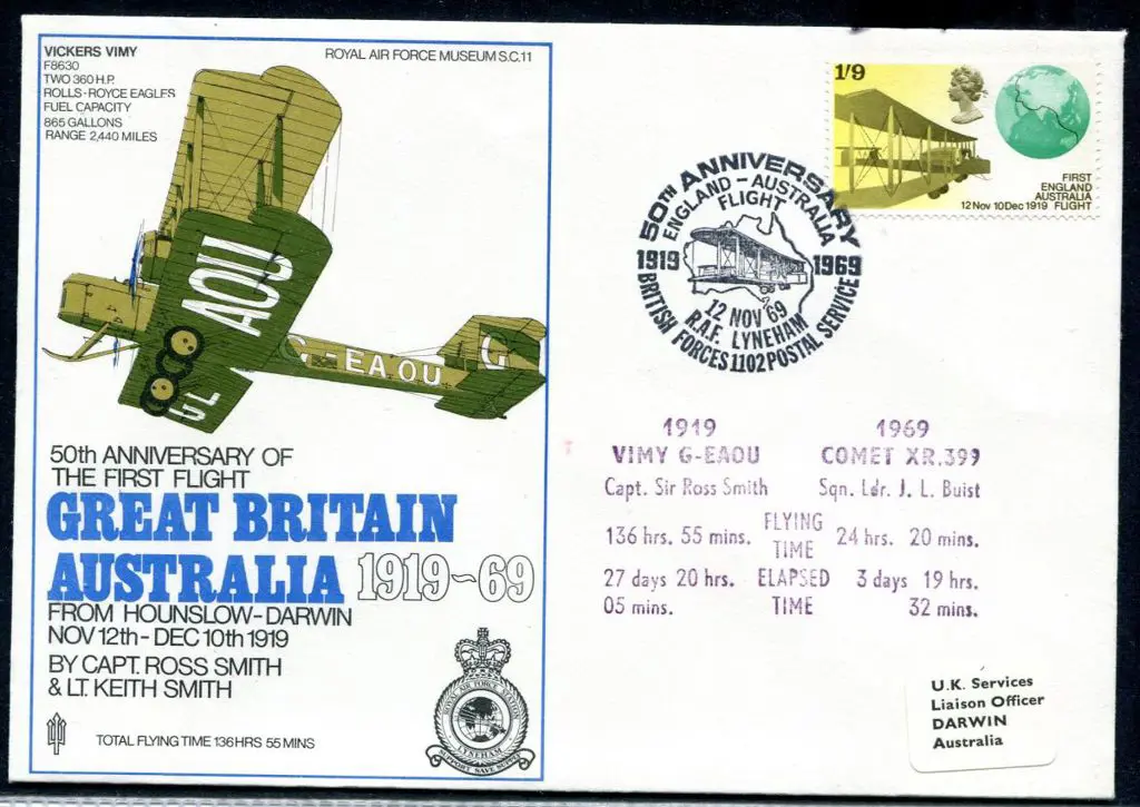1969 (12th Nov) England (Hounslow) to Australia ... Image 1++