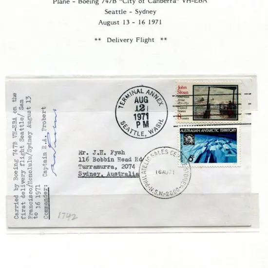1971 (13th-16th Aug) USA to Australia cover ...