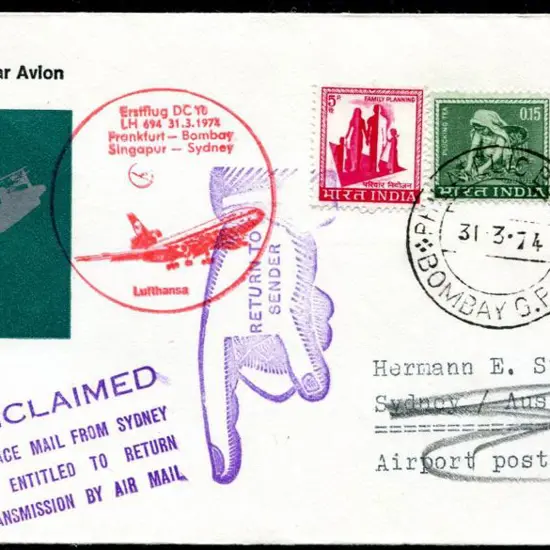 1974 (2nd April) Bombay to Sydney by Lufthansa ...
