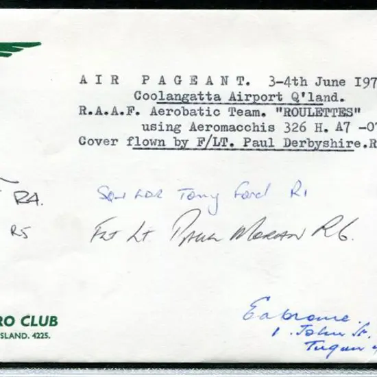 1978 (3rd June) Cover flown by RAAF "Roulettes" ...