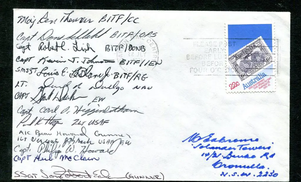 1981 (22nd July) USA to Australia by USAF B-52 ... Image 1++