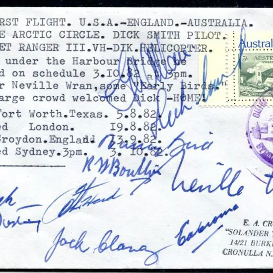 1982 (5th Aug) USA to England to Australia First ...