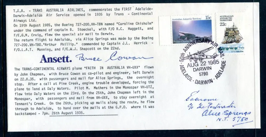 1985 (22nd Aug) Adelaide to Darwin to Adelaide ... Image 1++