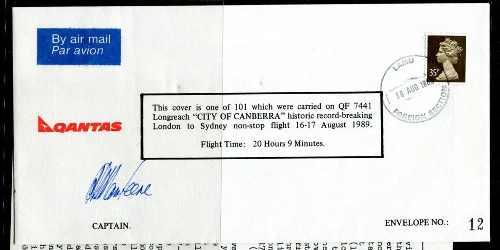1990 (16th Aug) London to Sydney Qantas "City of ... Image 1++