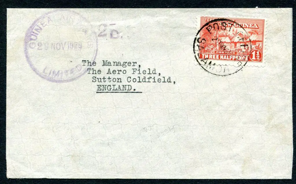 1929 (29th Nov) Salamaua to Port Moresby with 1½d ... Image 1++