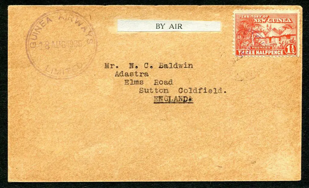 1930 (18th Aug) Wau to Rabaul with 1½d Huts tied ... Image 1++