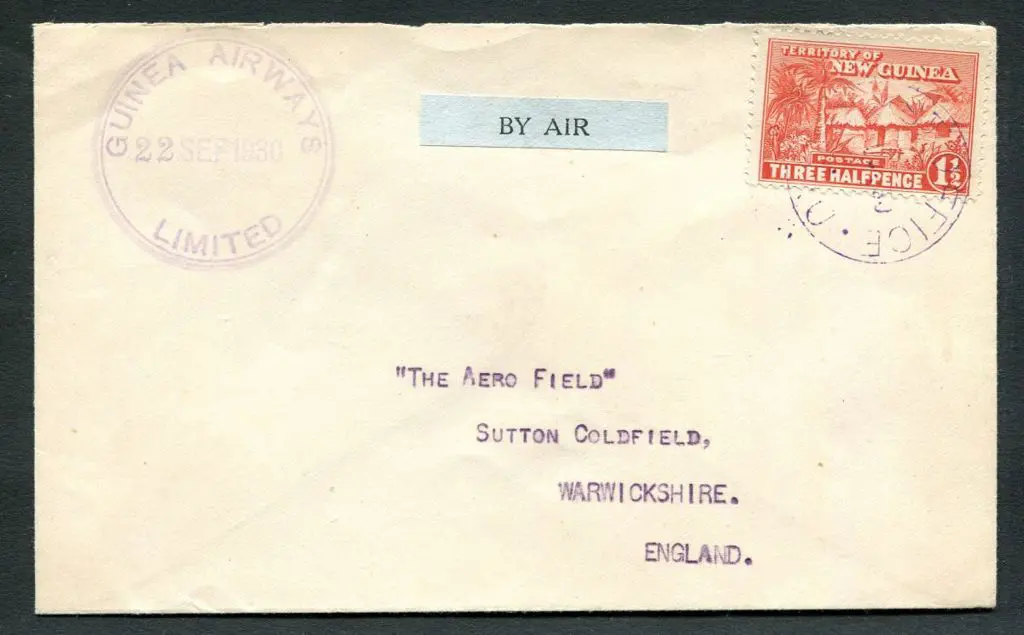 1930 (22nd Sept) Wau to Rabaul cover with 1½d Hut ... Image 1++
