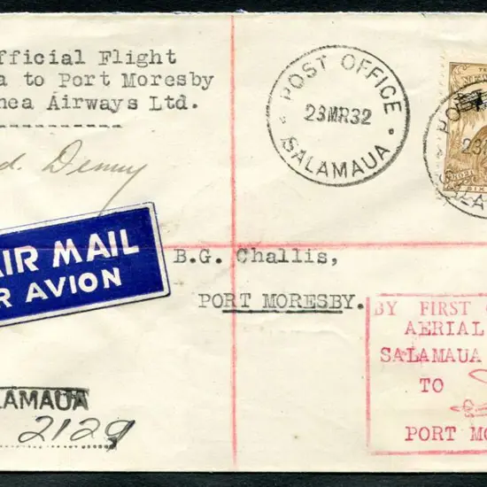 1932 (23rd Mar) Salamaua to Port Moresby first ...