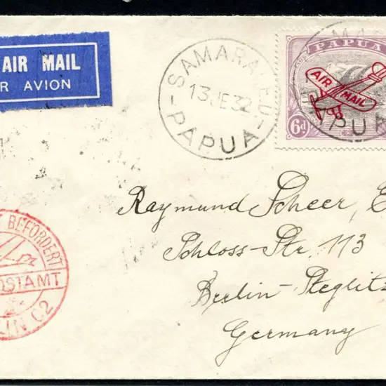 1932 (13th June) Samarai to Berlin, Germany cover ...
