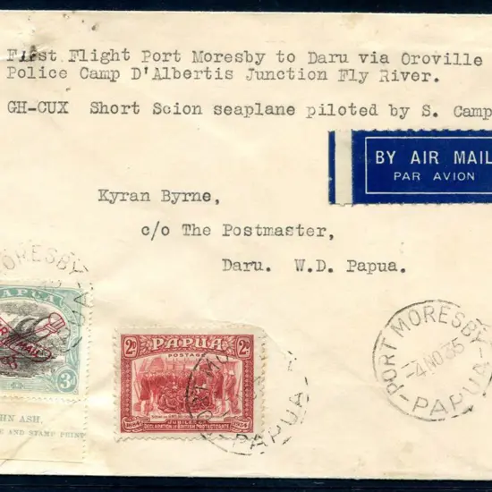 1935 (27th Nov) "First Flight Port Moresby to Daru ...