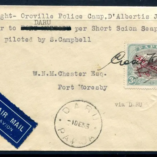 1935 (27th Nov) "First Flight - Oroville Police ...