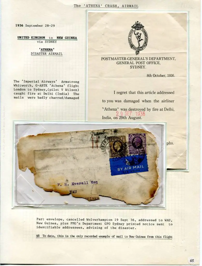 1936 (29th Sept) "Athena" salvaged mail part-cover ... Image 1++
