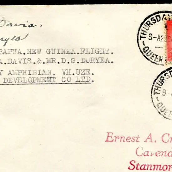 1937 (22nd Sept) Sydney to Thursday Is with 2d KGV ...