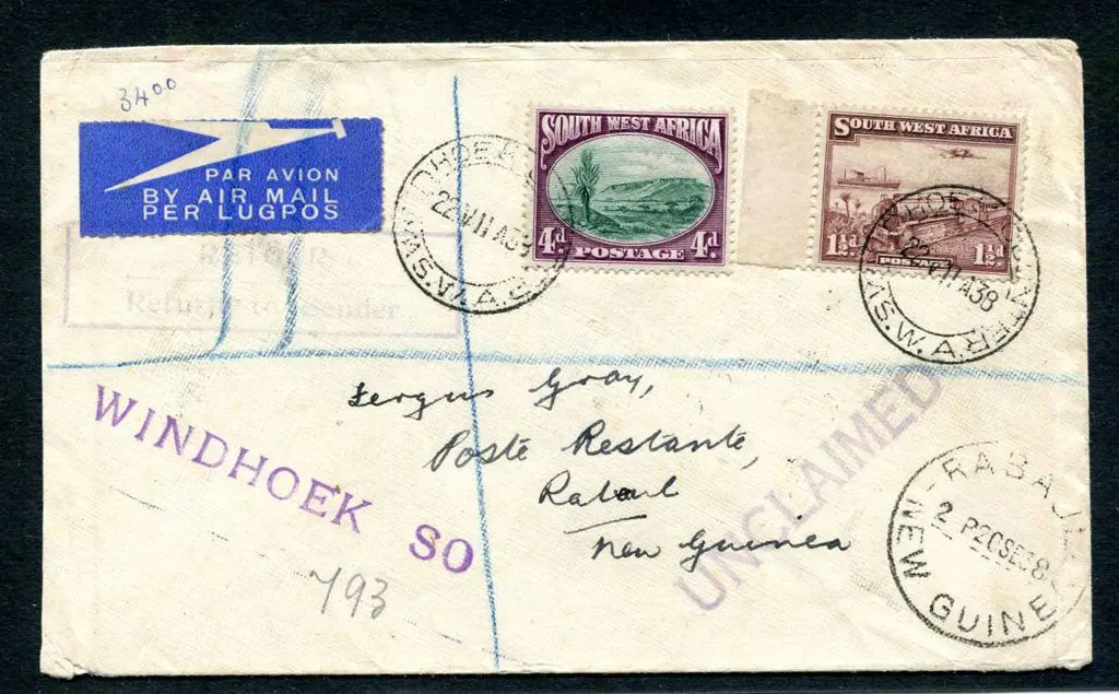 1938 (22nd July) inwards Airmail cover with South ... Image 1++